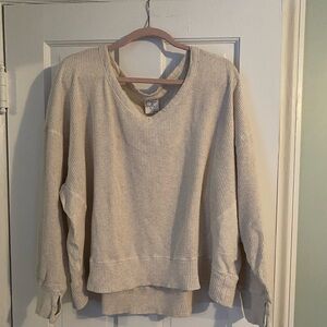 Aerie Cream Waffle Knit Top
